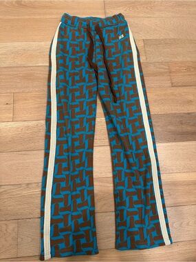 WALES BONNER Track Pants Womens Size 1 Blue Brown Abstract Jacquard Symphony
